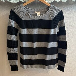 DKNY Black and Gray Striped Sweater